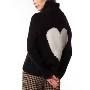 Lisa Todd love you back heart mock neck sweater black white